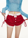 OKLULU  -  Y2k Embroidery Lace Shorts Women Two Piece Set Drawstring High Waisted Short Pants Sexy Girl Summer Casual Clothing New