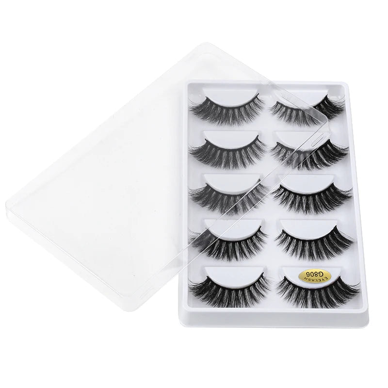 OKLULU  -  Wholesale 10Boxes 5Pairs Natural 3D Mink False Eyelashes Makeup Fake False Eyelash Extension Faux Cils Make Up Beauty G800 G806