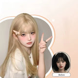 OKLULU  -  Blond wigs for Women Long Straight Wig with Bangs Lolita Cosplay Heat Resistant Hair for Festival Party Daily Wear Synthetic wig