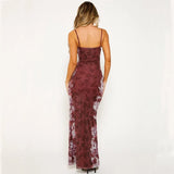 Vintage Print Slip Long Dress Sexy V-neck Sleeveless Bodycon Dresses Aesthetic Coquette Party Club Backless Robe Summer