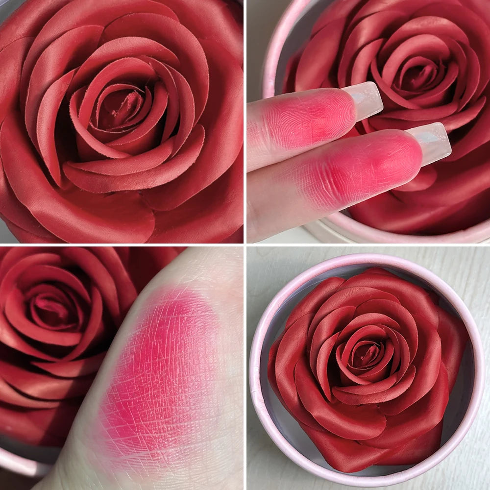 OKLULU  -  3D Petal Rose Makeup Blush 4 colors Gift Highlighter Rare Beauty Blush Rubor Forma Rosa Real Rose Flower Blush Shimmer Makeup