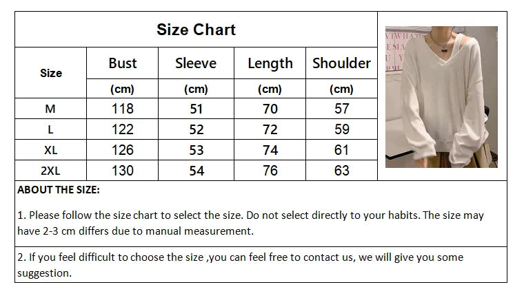 Oklulu Oversized T-Shirts Women Off Shoulder Sexy Top Female Korean Style V Neck Long Sleeve T Shirt Lady Autumn Casual Tees Streetwear