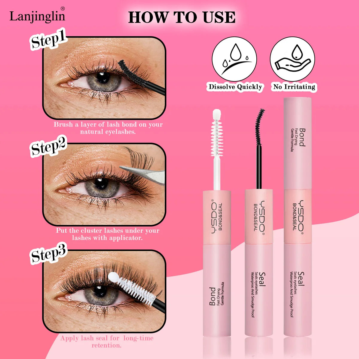 OKLULU  -  High Quality DIY Mix Clusters Kit Lash Clusters With Strong Hold Lash Bond And Seal And Eyelash Tweezers Lash Cluster Kit