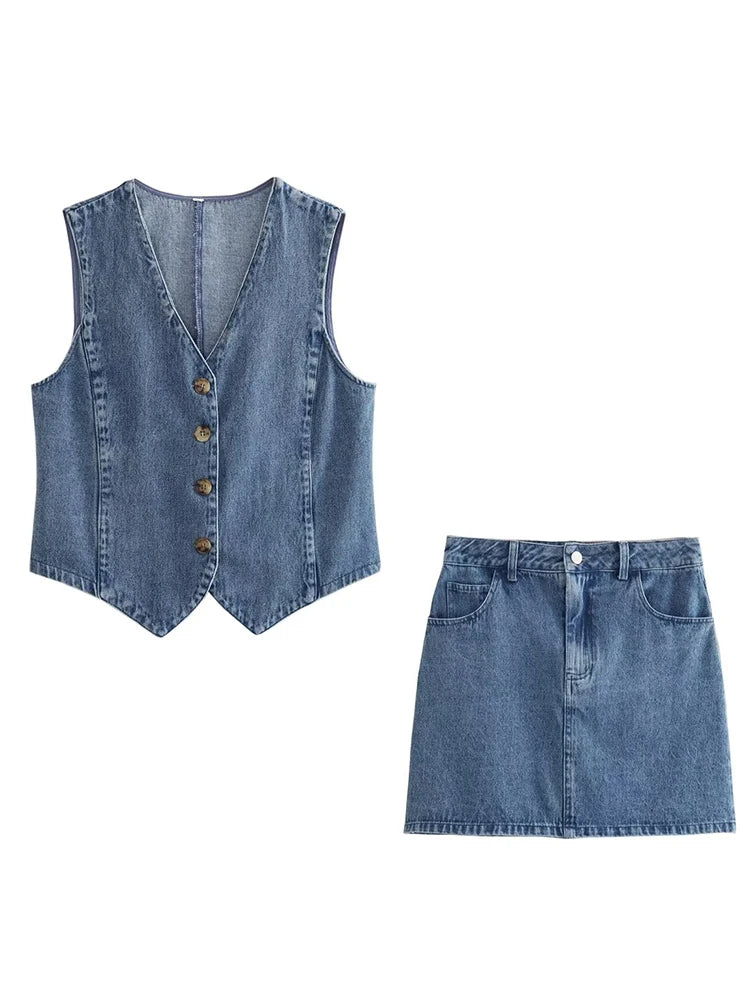 Oklulu   Women Blue Denim Waistcoat Sexy Sleeveless Single Breasted Female  Summer Vest Top