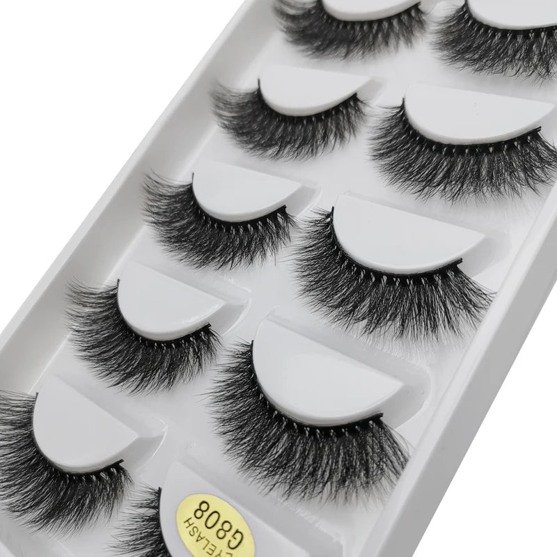 OKLULU  -  Wholesale 10Boxes 5Pairs Natural 3D Mink False Eyelashes Makeup Fake False Eyelash Extension Faux Cils Make Up Beauty G800 G806