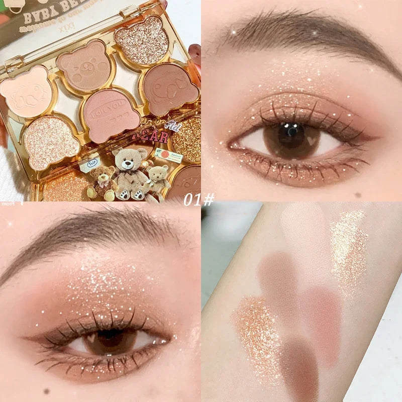 Oklulu  6 Colors Eye Shadow Palette Iris Purple Glitter Pearly Eyeshadow Palette Fashion Korean Shiny Eye Shadow Charming Eye Makeup