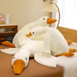 OKLULU Big Size Fluffy Duck Plush Toys Sleep Pillow Cute Animal Stuffed Swan Goose Plush Dolls Floor Mat Kids Girls Birthday Gift