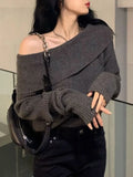Oklulu Women Sweater Off Shoulder Knitted Pullovers Female Korean Fashion Sexy Slash Neck Knitwear Top Lady Autumn Winter Slim Jumpers