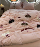 OKLULU  -  Cute Pink Dog Bedding Set 1.2 1.5 1.8 2.0 Teen,twin Full Queen King Lovely Cotton Home Textile Bed Sheet Pillow Case Quilt Cover