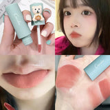 Oklulu  Girl's Velvet Matte Lipstick Blush Waterproof Long Lasting Cute Bear Lipgloss Non-Stick Cup Makeup Lip Tint Mud Cosmetic