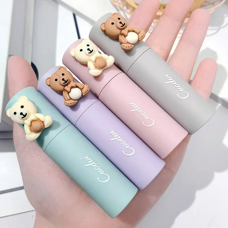 Oklulu  Girl's Velvet Matte Lipstick Blush Waterproof Long Lasting Cute Bear Lipgloss Non-Stick Cup Makeup Lip Tint Mud Cosmetic