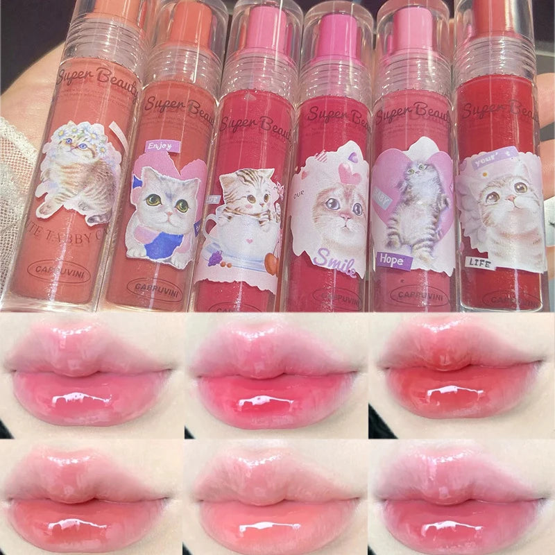 Oklulu Moisturizing Jelly Lip Gloss 6 Colors Lasting Mirror Water Lip Glaze Waterproof Non-stick Liquid Lipstick Lips Makeup Cosmetic