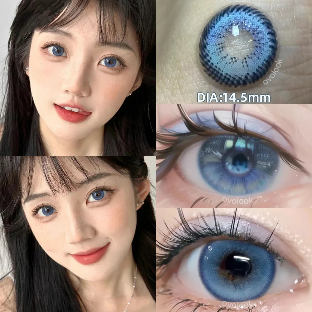 OKLULU 1 Pair Green Lenses Colored Contact Lenses for Eyes Beauty Pupils Myopia Eye Color Lenses Prescription Lenses Blue Lens