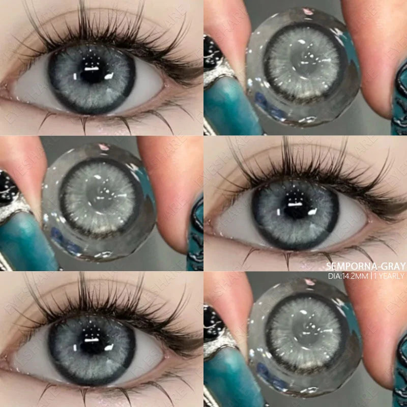 Colored Contact Lenses 1pair Natural Eye Lens Blue Eye Lenses Brown Lenses Gray Pupils Yearly Cosmetic Green Contacts