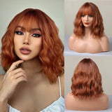 OKLULU  -  Bob wigs For Women Curly Wigs With Bangs Short Heat Resistant Synthetic hair For Party cosplay Costume Daily Wear Colorful Wig