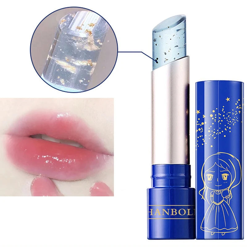 Oklulu Moisturizing Lip Balm Temperature Color Change Lipstick Shinny Gold Foil Dead Skin Remove Lasting Lipstick Base Cream Lip Makeup