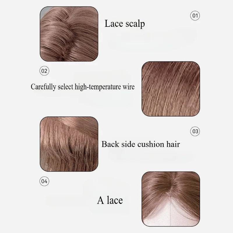 OKLULU  -  Pink Short Bob Straight Synthetic wigs for Cosplay Lolita Fake Hair for White Women Party Natural Wig High Temperature