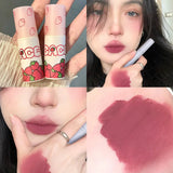 Oklulu Lovely Strawberry Matte Liquid Lipstick Velvet Nude Red Lip Gloss Long Lasting Non-stick Cup Lip Mud Tint Cream Makeup Cosmetics