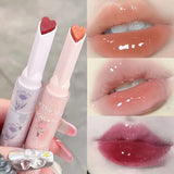 OKLULU  -  Water-light Lip Glaze Mirror Glitter Lip Tint Long Lasting Moisturising Love Heart Shape Solid Lipstick Pen Lips Makeup Cosmetic