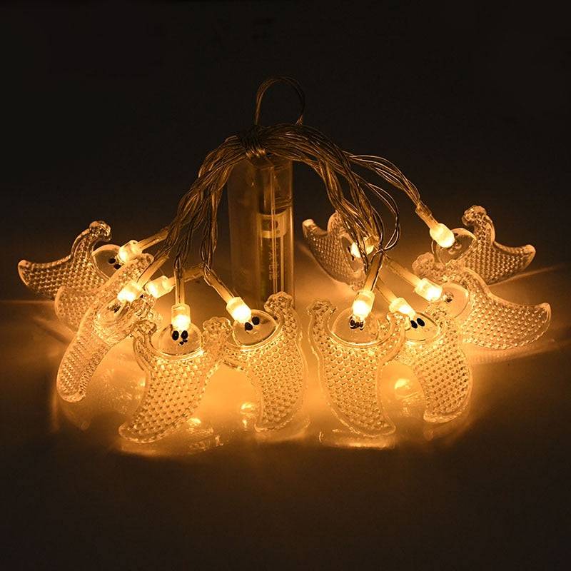 150cm 10LED Halloween LED String Lights Portable Pumpkin Ghost Skeletons Lights for Home Bar Halloween Party Decor Supplies