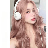 OKLULU  -  Wigs Long Body Wave grey and Pink Cosplay Heat Resistant Synthetic Wig Middle Part Natural daily use Lolita Wigs For Women 가발