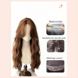 OKLULU  -  Brown wigs Long Body Wave Wig for Women Black Cosplay Lolita Natural Hair Heat Resistant Synthetic Wigs Headband Wig