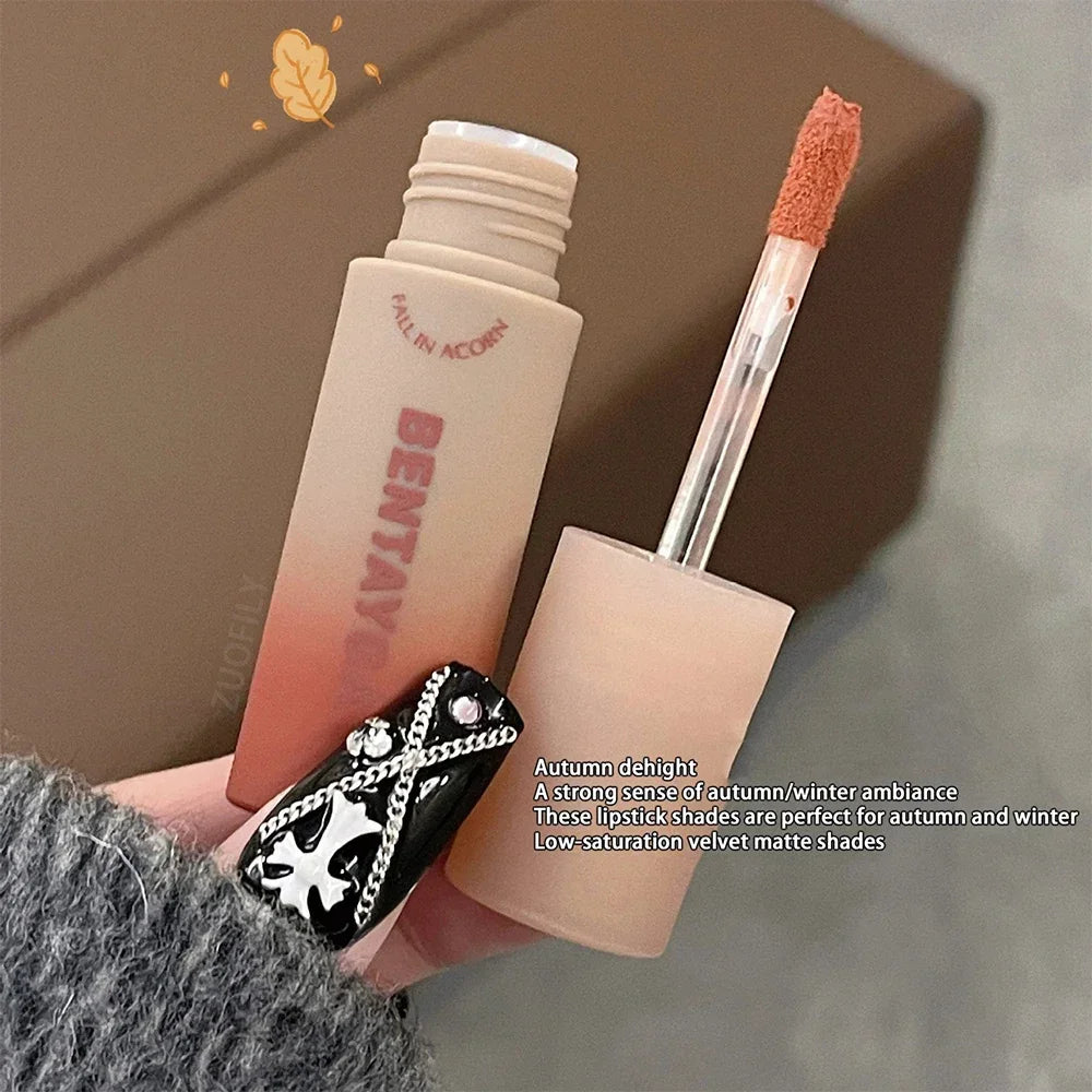 Oklulu Matte Nude Red Lip Gloss 6Colors Long Lasting Velvet Red Brown Non-stick Cup Lip Mud Pink Liquid Lipstick Korean Makeup Cosmetic