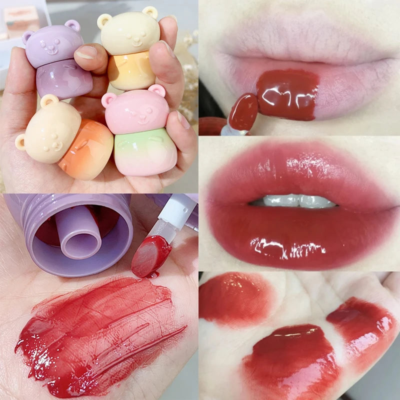 Oklulu Mirror Water Purple Lip Gloss crystal Jelly Moisturizing Liquid Lipstick Waterproof Non-stick Cup Lipgloss Tint Korean Cosmetic