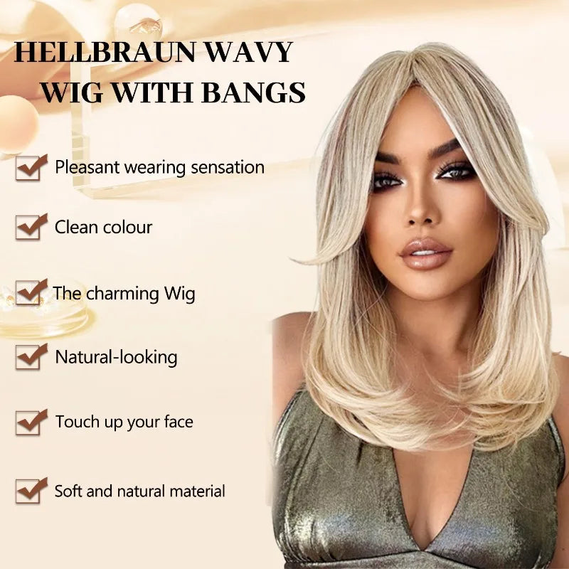 OKLULU  -  Blond Short ombre Straight Middle Part wigs Nature And Soft Synthetic Fiber Hair Wigs For Women For Daily Cosplay Party Use