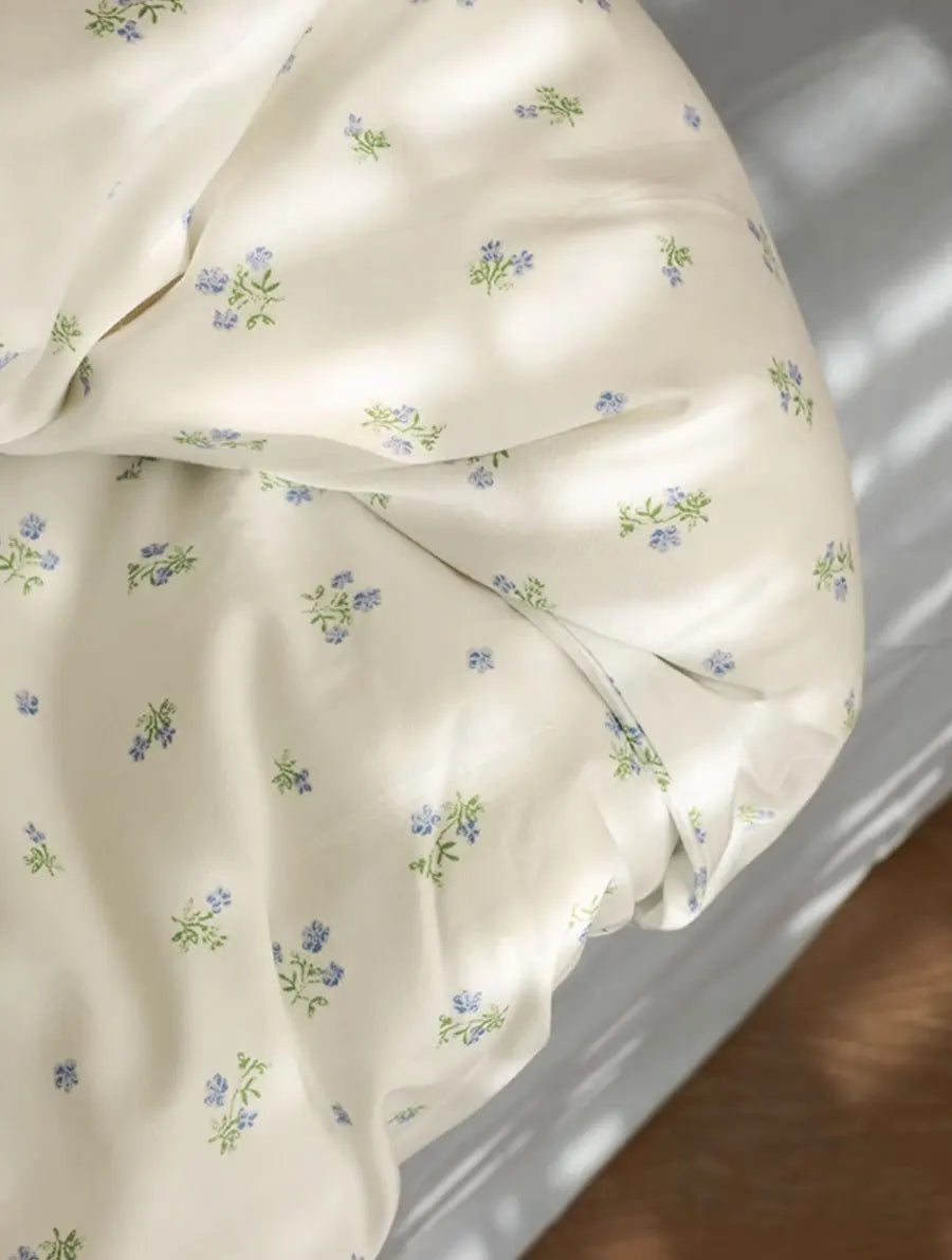 OKLULU  -  Fresh Blue Green Flower Bedding Set 1.2 1.5 1.8,twin Full Queen Floral Cotton Home Textile Bed Sheet Pillow Case Quilt Cover