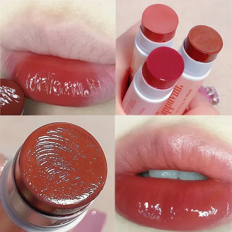Oklulu  Colored Lipstick Set 1/3PCS Long Lasting Red Lip Balm Waterproof Jelly Solid Lip Gloss Lips Makeup Korean Cosmetics