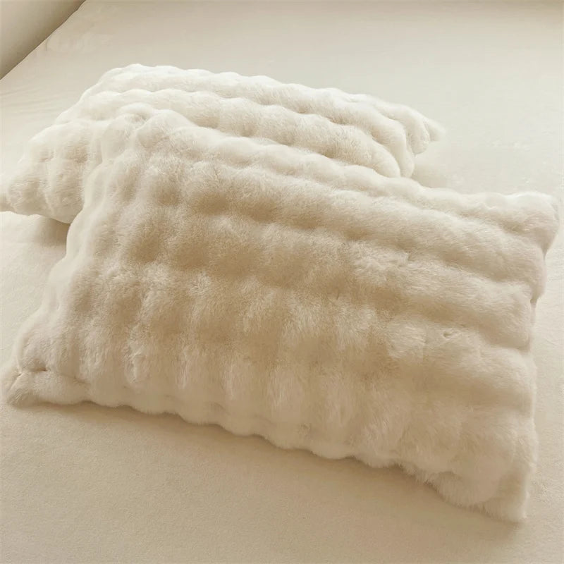 Luxury Faux Fur Velvet Fleece Blanket Winter Blanket Throw Double Layer Warm Cashmere Coral Faux Rabbit Fur Bed Sheet