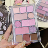 Oklulu Love Eye Shadow Palette Matte Powder Blusher Girl Makeup Pallete Shimmer Light Purple 12 Colors Eyeshadow Shiny Long Lasting Hot