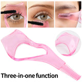 Oklulu 3 In 1 Mascara Stencils Shield Eyelash Brush Applicator Comb Eyelash Curling Guide Card Multifunction Beauty Eye Makeup Aid Tool