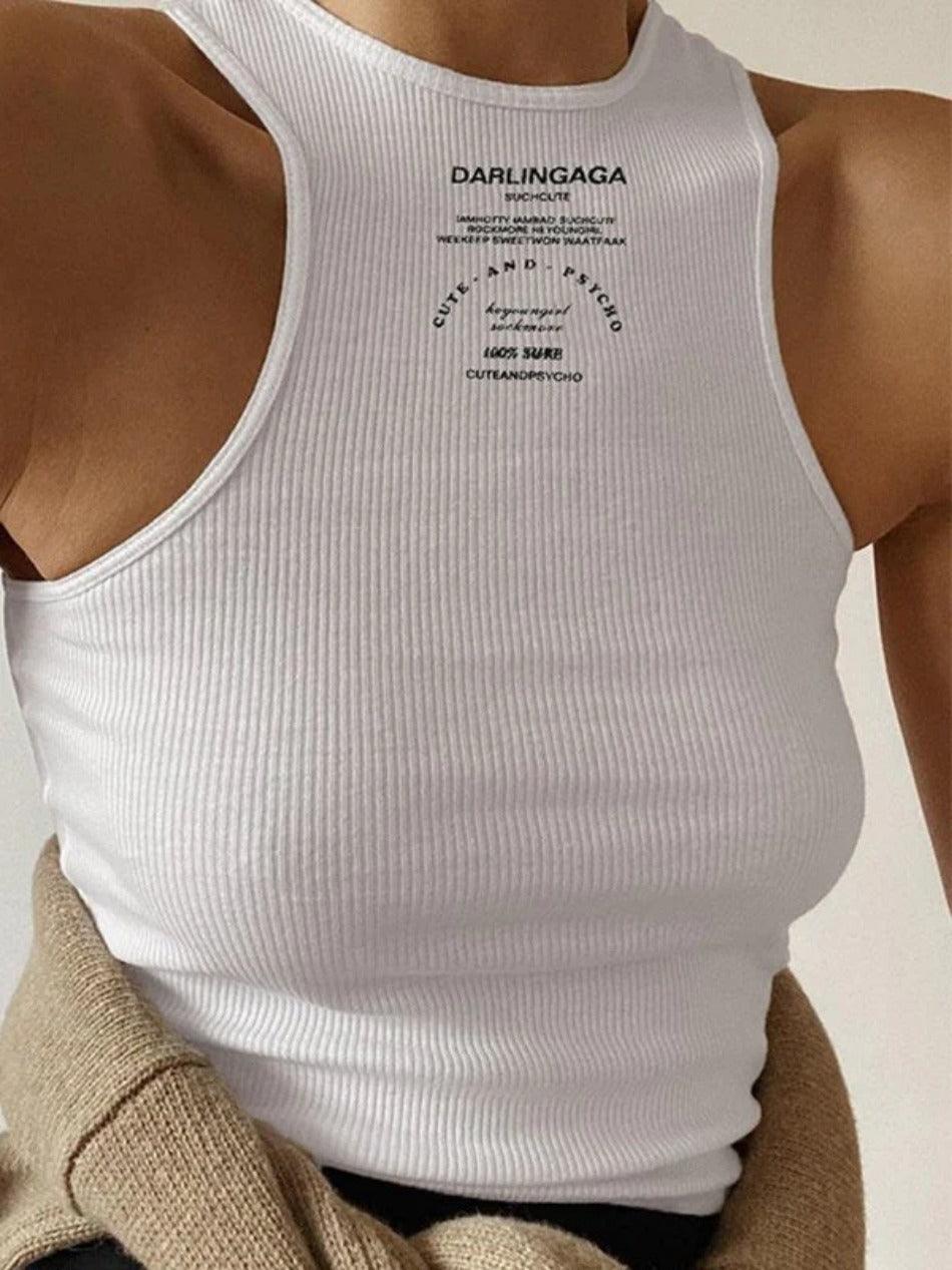 Logo Ribbed Cropped Tank Top