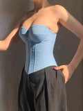 Solid Sweetheart Neck Corset Bandeau Top