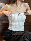 Solid Textured Bow Bandeau Top