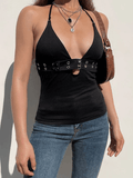 Buckle Strap Halter Crop Cami Top