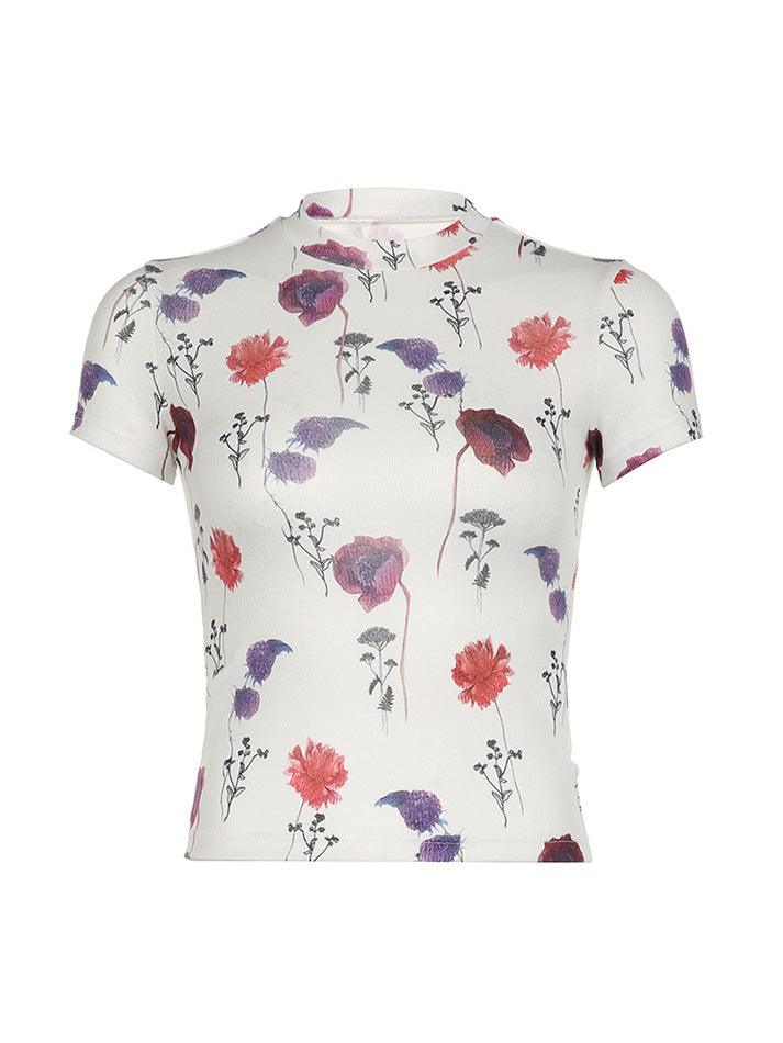 Vintage Rose Print Slim Fit Top