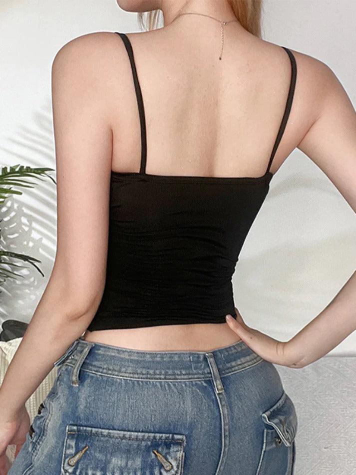 Lace Splice V Neck Backless Corset Cami Top