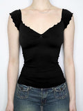 V-Neck Short Sleeve Backless Top