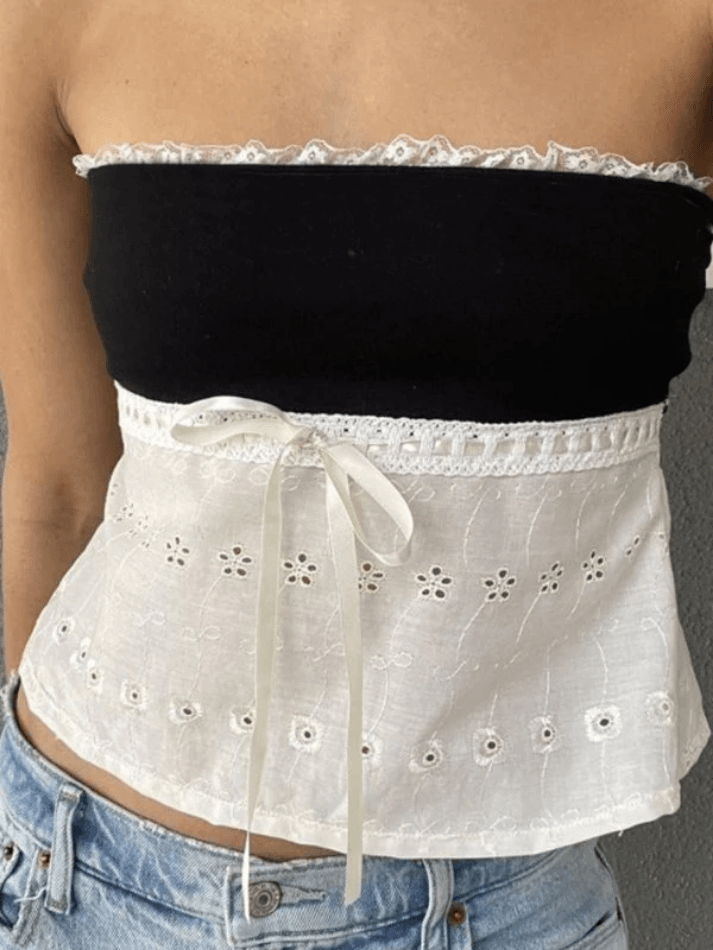 Contrast Lace Bandeau Crop Top