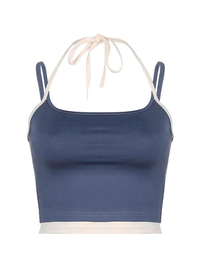 Contrast Color Tie Up Cami Top