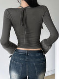 Plush Splice Halter Fake Two Piece Long Sleeve Tee