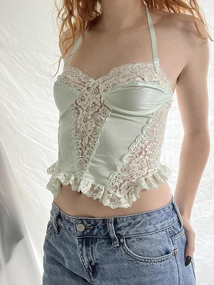 Lace Halter-neck Crop Top