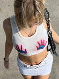 Hand Graphic White Cropped Tank Top