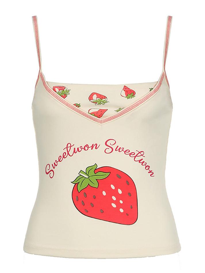 Strawberry Print Camisole Top