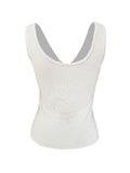 Contrast Color Stitching V Neck Bow Tank Top