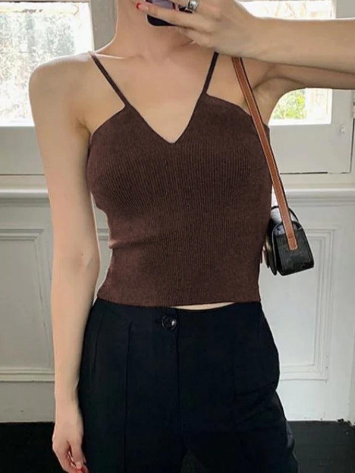 Solid V Neck Cami Top