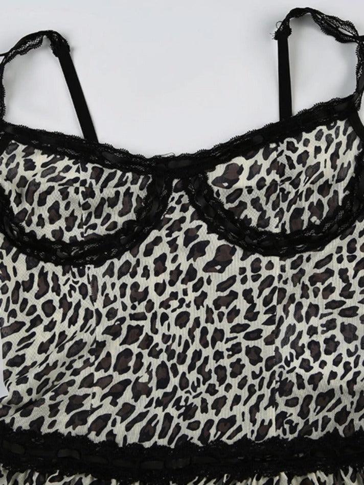 Leopard Print Lace Patchwork Cami Top